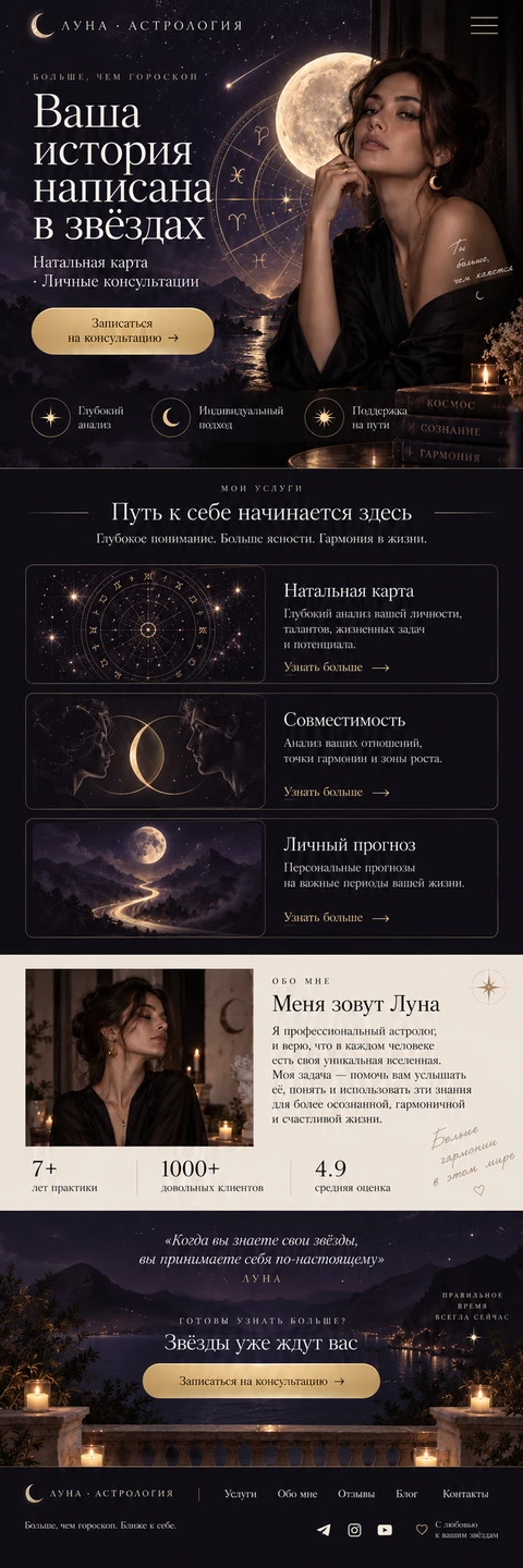 Луна · Астрология — мобильный макет