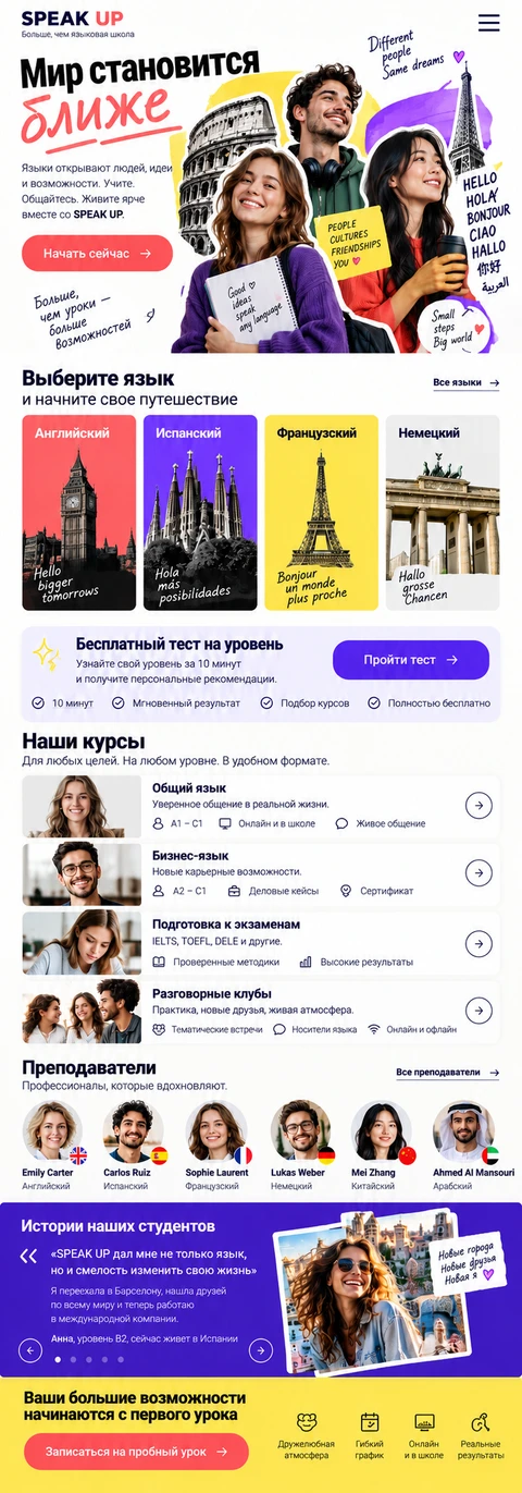 Мобильный макет SPEAK UP