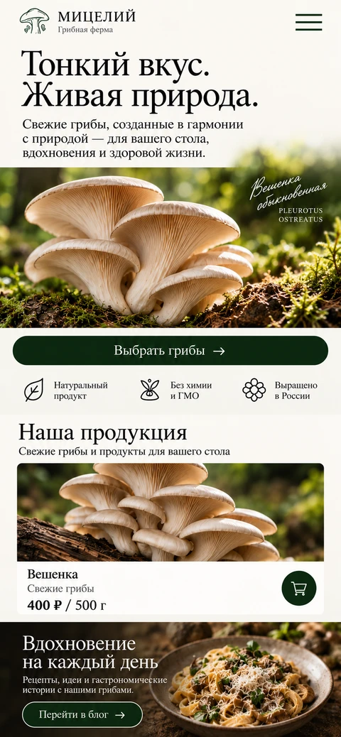 МИЦЕЛИЙ — мобильный макет