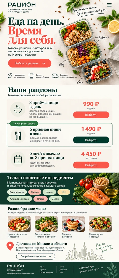 РАЦИОН — мобильный макет