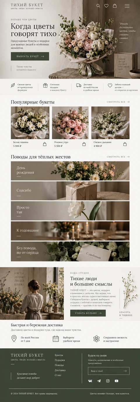 ТИХИЙ БУКЕТ — мобильный макет